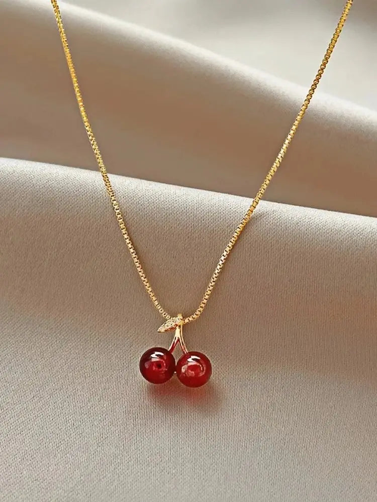 Red Cherry Pendant Necklaces