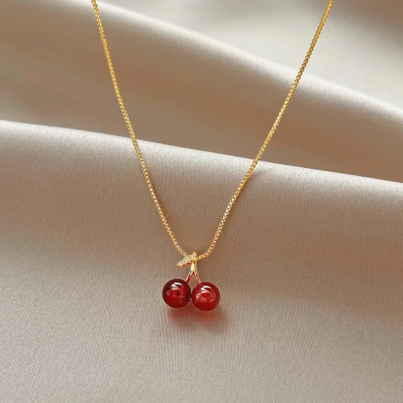Red Cherry Pendant Necklaces