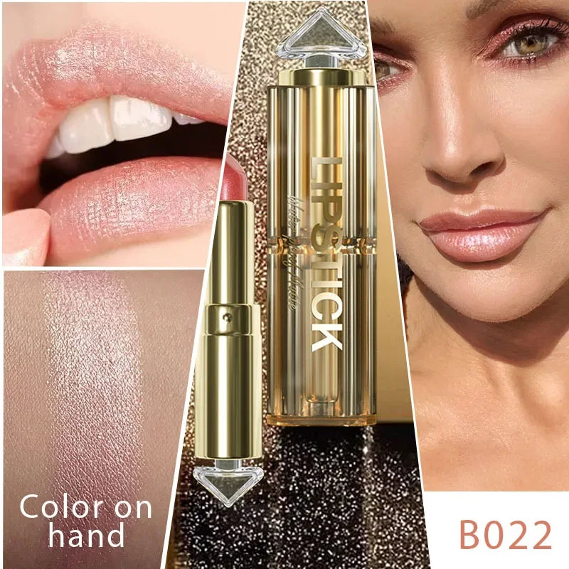 Glitter Lipstick Coral Pink Lipstick Sparkling Metallic Glitter Long Lasting Smooth Shimmer Pearl for Women