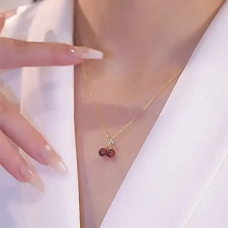 Red Cherry Pendant Necklaces
