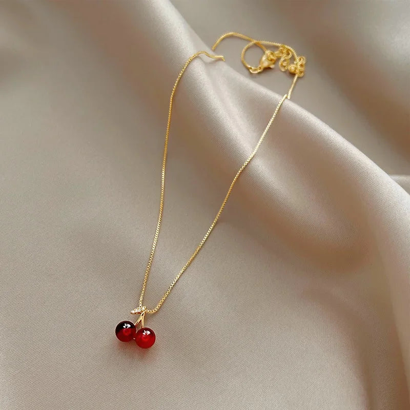 Red Cherry Pendant Necklaces
