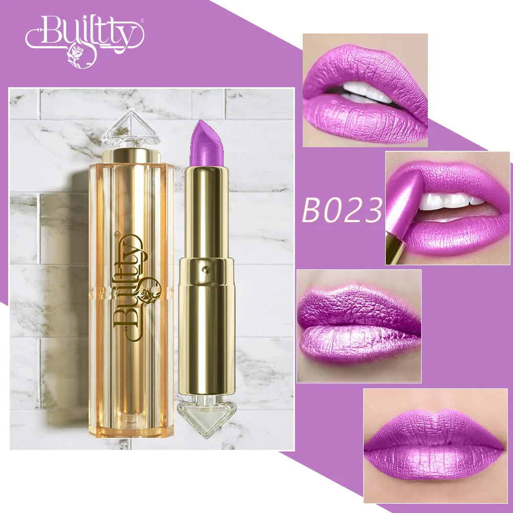 Glitter Lipstick Coral Pink Lipstick Sparkling Metallic Glitter Long Lasting Smooth Shimmer Pearl for Women