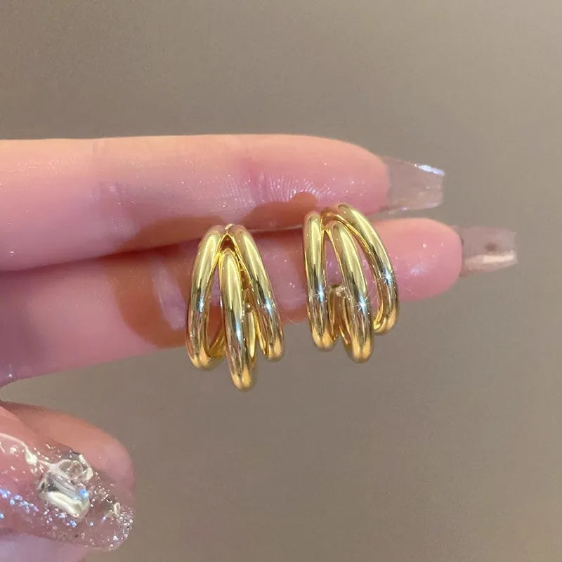 Elegant Gold Color Circled Hoop Earring